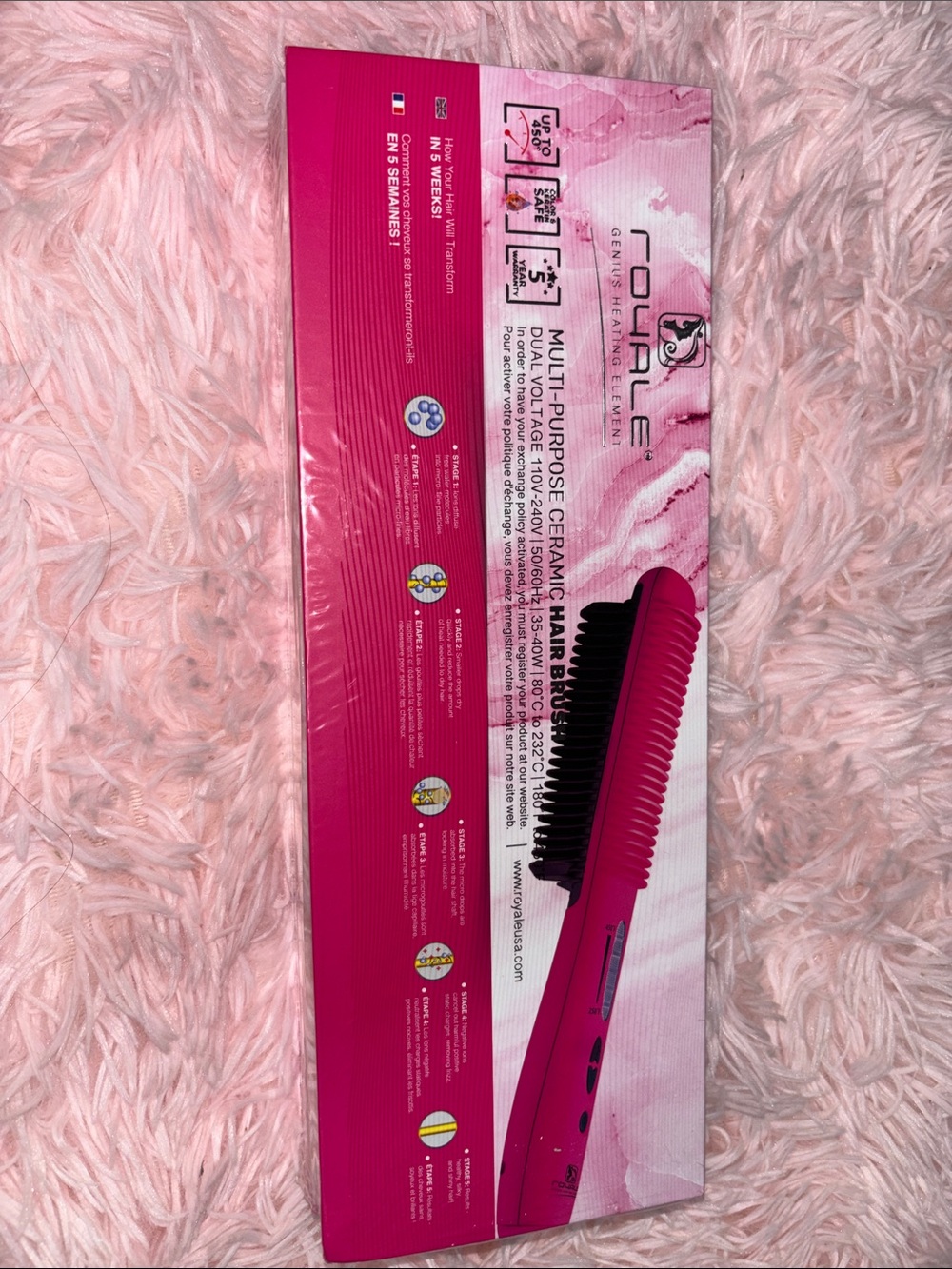 Pink Ceramic Hair Brush Straightener